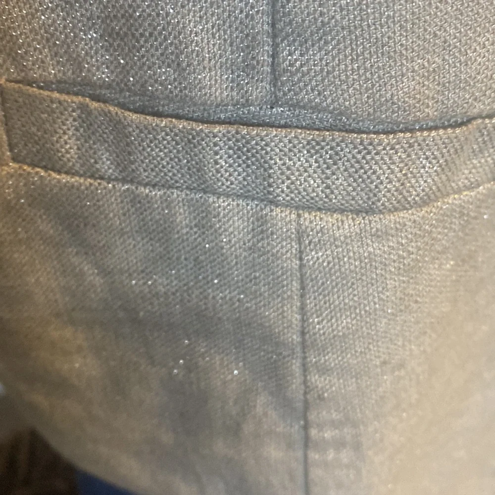 EILEEN FISHER GRAY TWINKLE LINEN WOVEN SHAWL COLLAR VEST - Picture 7 of 12